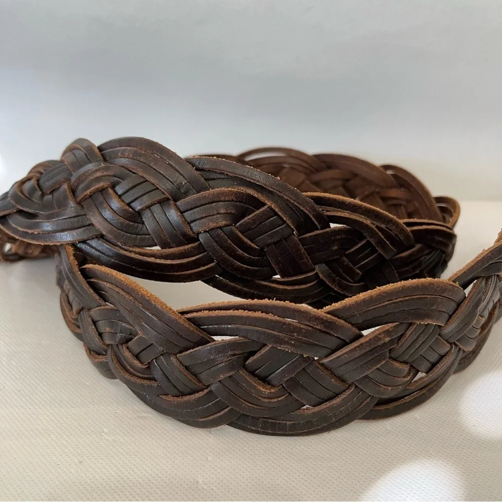 Old Navy Brown Braided Wide Leather Belt